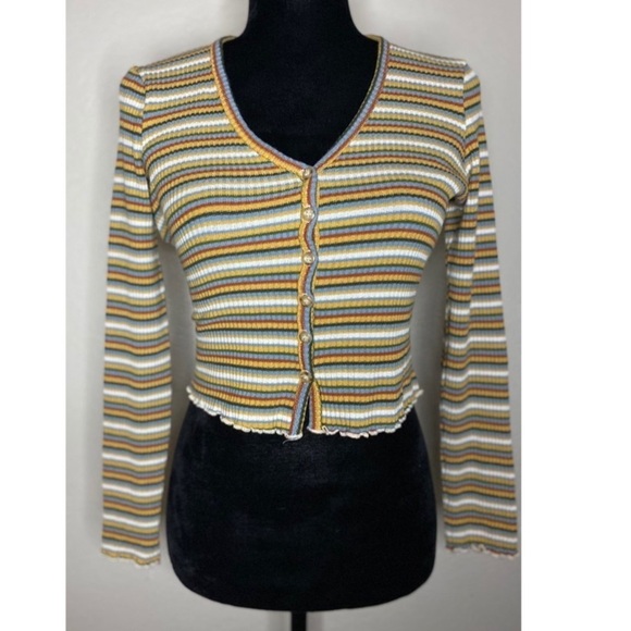 Sky and sparrow knit striped cropped top L - Picture 4 of 9